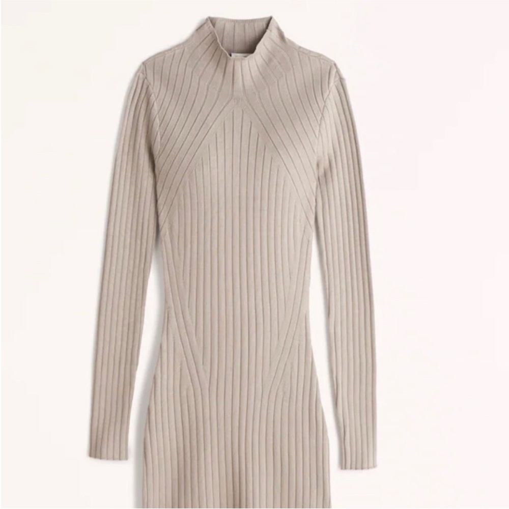 Abercrombie & Fitch Beige Ribbed Mini Dress